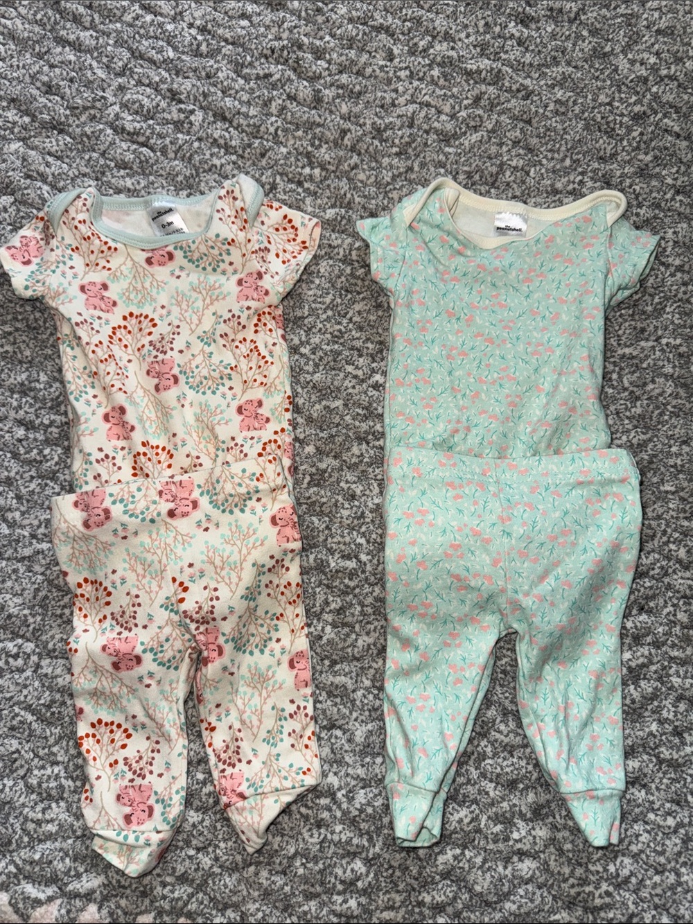 Unbranded Girls' Mint & Cream Floral Matching Set - 2-Pack